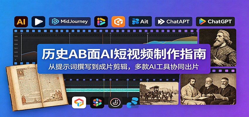 历史AB面AI短视频制作指南：从提示词撰写到成片剪辑，多款AI工具协同出片-梦清研习社