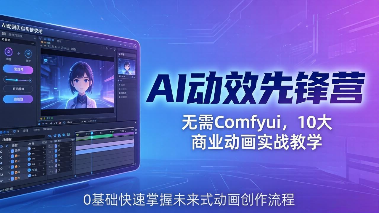 AI 动效先锋营：无需Comfyui，10大商业动画实战教学，0基础快速掌握未来式动画创作流程-梦清研习社