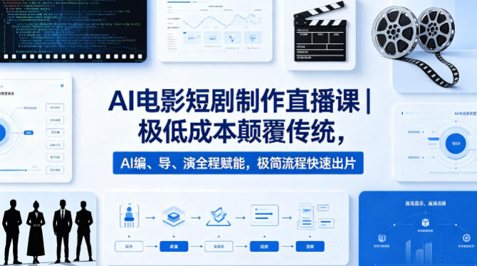 AI电影短剧制作直播课｜极低成本颠覆传统，AI编、导、演全程赋能，极简流程快速出片-梦清研习社