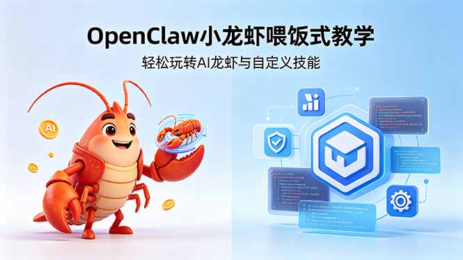 不用懂技术！OpenClaw小龙虾喂饭式教学，轻松玩转AI龙虾与自定义技能 (5月22更新-梦清研习社