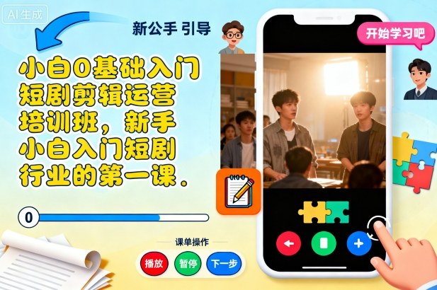 小白0基础入门短剧剪辑运营培训班，新手小白入门短剧行业的第一课-梦清研习社