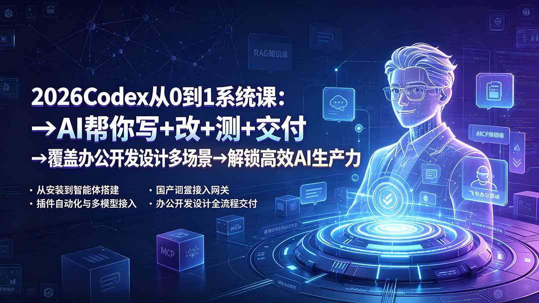 2026Codex从0到1系统课：→AI帮你写+改+测+交付→覆盖办公开发设计多场景→解锁高效AI生产力-梦清研习社