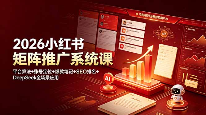 2026小红书矩阵推广系统课:平台算法+账号定位+爆款笔记+SEO排名+DeepSeek全场景应用-梦清研习社