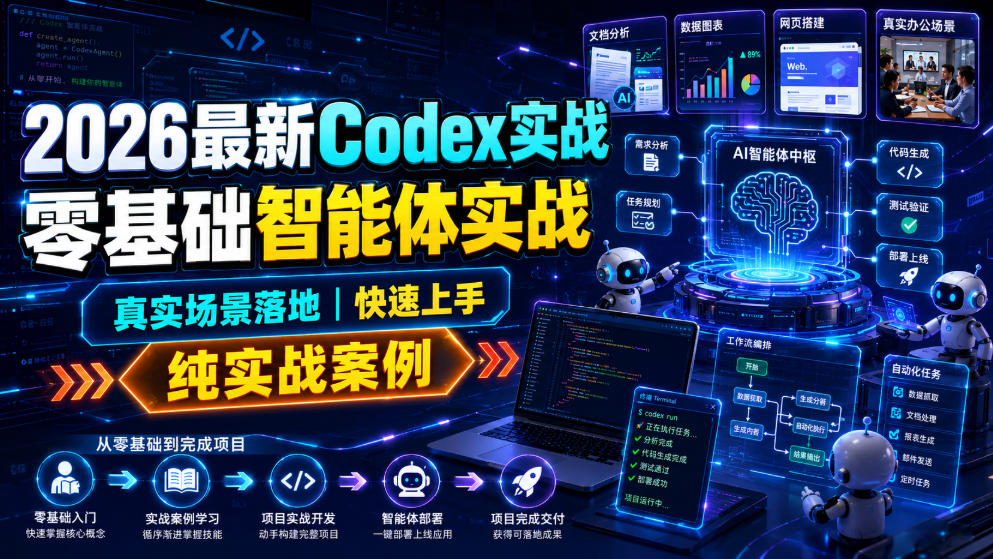 2026最新Codex实战零基础智能体实战，真实场景落地，快速上手，纯实战案例-梦清研习社