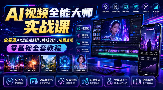 AI视频全能大师实战课｜全赛道AI短视频制作、特效创作、场景变现零基础全套教程-梦清研习社