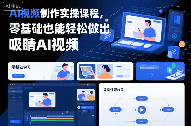 AI视频制作实操课程，零基础也能轻松做出吸睛AI视频-梦清研习社