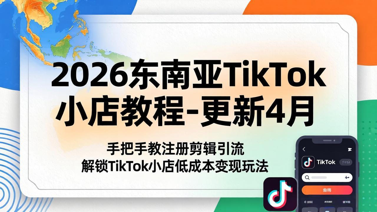2026东南亚TikTok小店教程-更新4月，手把手教注册剪辑引流，解锁TikTok小店低成本变现玩法-梦清研习社