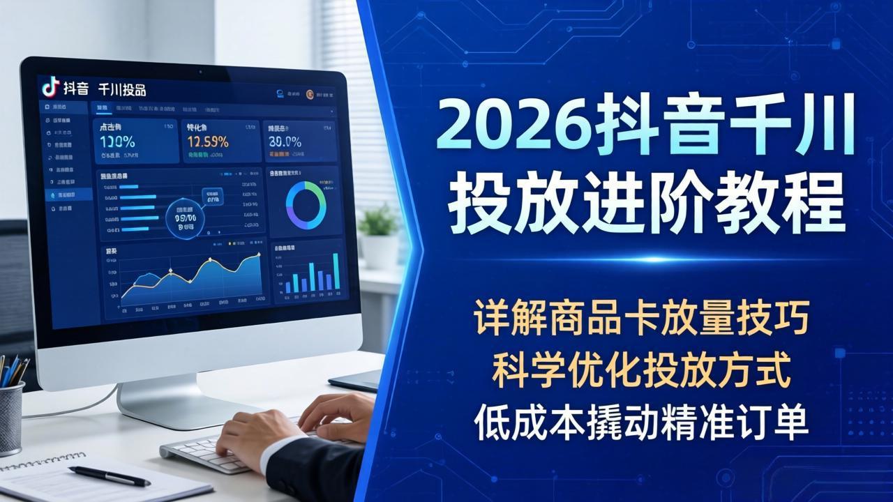 2026抖音千川投放进阶教程，详解商品卡放量技巧，科学优化投放方式，低成本撬动精准订单-梦清研习社