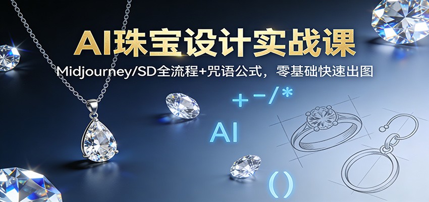 AI珠宝设计实战课：Midjourney/SD全流程+咒语公式，零基础快速出图-梦清研习社