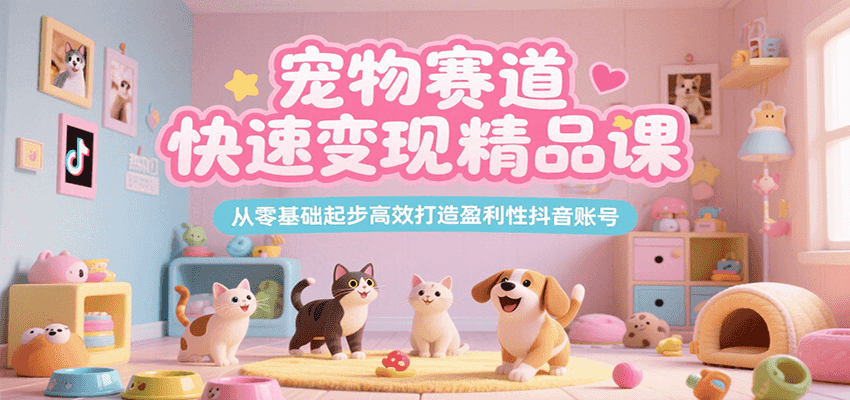 宠物赛道快速变现精品课，从零基础起步高效打造盈利性抖音账号-梦清研习社