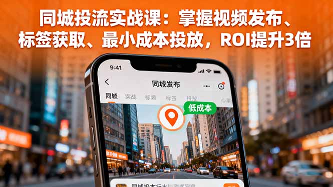同城投流实战课:掌握视频发布、标签获取、最小成本投放,ROI提升3倍-梦清研习社