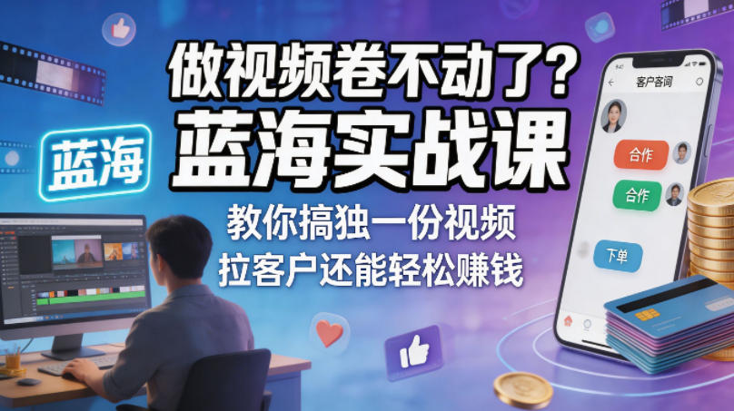 做视频卷不动了？蓝海实战课教你搞独一份视频，拉客户还能轻松賺钱！【原创双语字幕】-梦清研习社