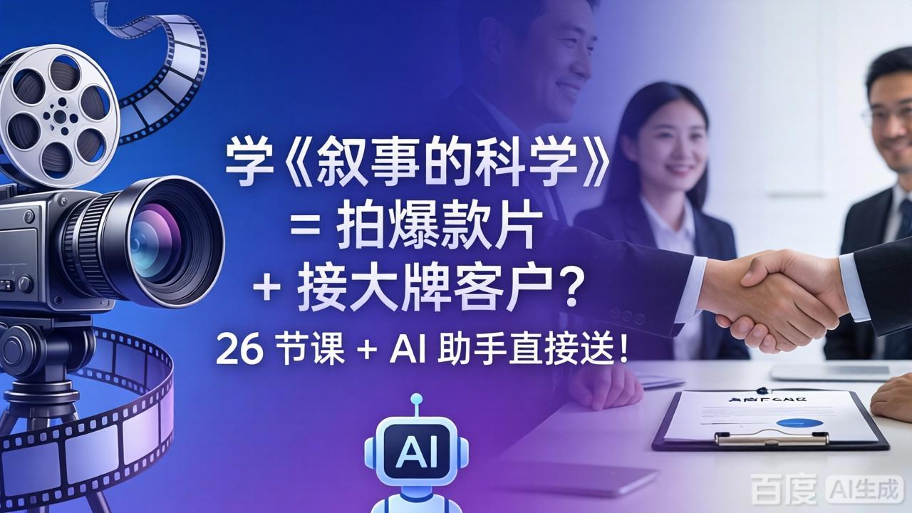学《叙事的科学》= 拍爆款片 + 接大牌客户？26 节课 + AI 助手直接送！-梦清研习社