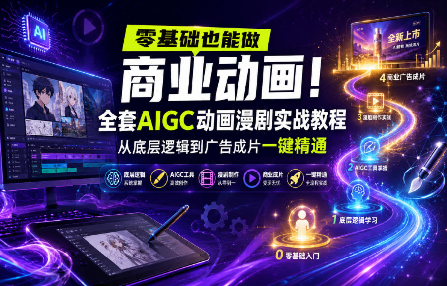 零基础也能做商业动画！全套AIGC动画漫剧实战教程，从底层逻辑到广告成片一键精通(更新0905)-梦清研习社