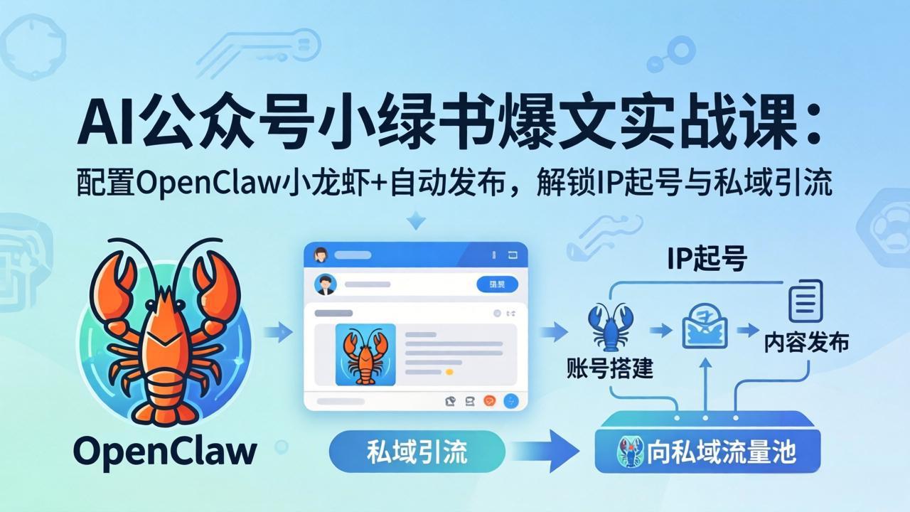AI公众号小绿书变现实战课：小绿书爆文写作+OpenClaw自动发布，解锁IP起号与私域引流-梦清研习社
