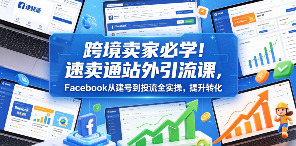 跨境卖家必学！速卖通站外引流课，Facebook从建号到投流全实操，提升转化-梦清研习社