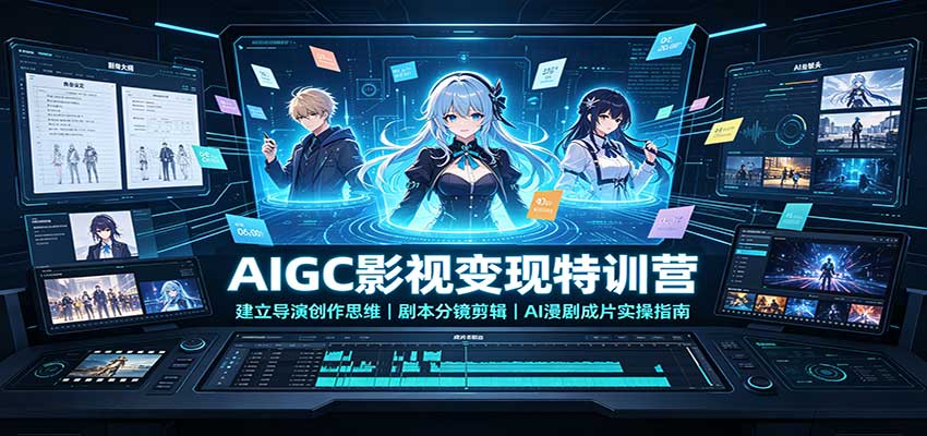 AIGC影视变现特训营：建立导演创作思维，剧本分镜剪辑，AI漫剧成片实操指南-梦清研习社