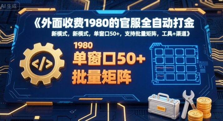 外面收费1980的官服全自动打金，新模式，单窗口50+，支持批量矩阵，工具+渠道【揭秘】-梦清研习社