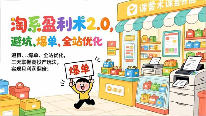 淘系盈利术2.0，避坑、爆单、全站优化，三天掌握高投产玩法，实现月利润翻倍！-梦清研习社