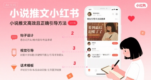 小说推文小红书高转化引导方法实操课，小说推文高效且正确引导方法-梦清研习社