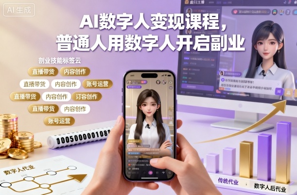 AI数字人变现课程,普通人用数字人开启副业-梦清研习社