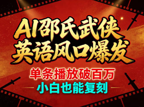 AI邵氏武侠英语风口爆发，单条播放破百万，小白也能复刻-梦清研习社