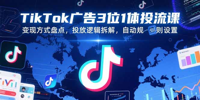 TikTok广告3位1体投流课,变现方式盘点,投放逻辑拆解,自动规则设置-梦清研习社