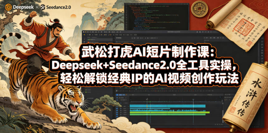 武松打虎AI短片制作课：Deepseek+Seedance2.0全工具实操，轻松解锁经典IP的AI视频创作玩法-梦清研习社
