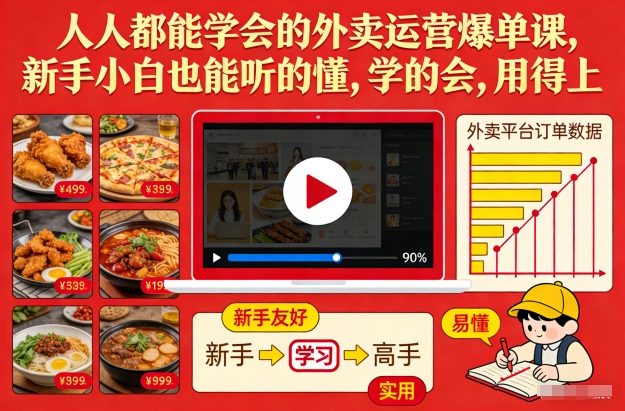 人人都能学会的外卖运营爆单课，新手小白也能听的懂，学的会，用得上-梦清研习社