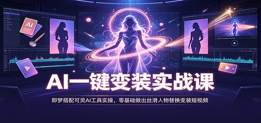 AI一键变装实战课：即梦搭配可灵AI工具实操，零基础做出丝滑人物替换变装短视频-梦清研习社
