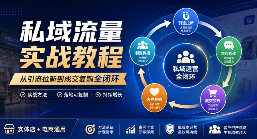 私域流量实战教程，从引流拉新到成交复购全闭环，实体店电商通用-梦清研习社