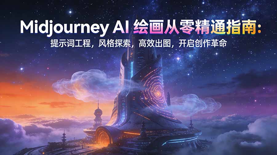 Midjourney AI绘画从零精通指南：提示词工程，风格探索，高效出图，开启创作革命-梦清研习社