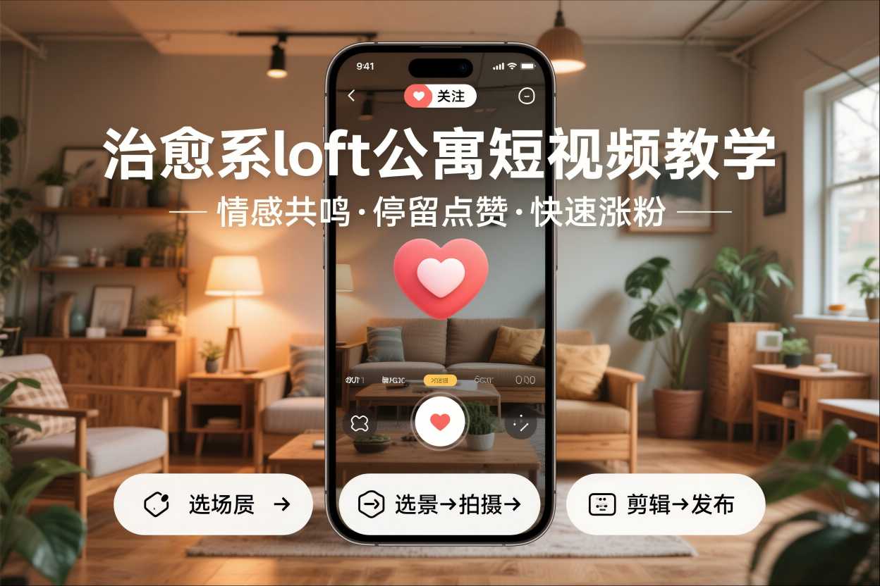 治愈系loft公寓短视频制作教学，情感共鸣引停留点赞关注，快速起号涨粉-梦清研习社