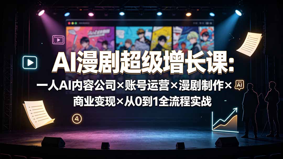 AI漫剧超级增长课：一人AI内容公司×账号运营×漫剧制作×商业变现×从0到1全流程实战-梦清研习社
