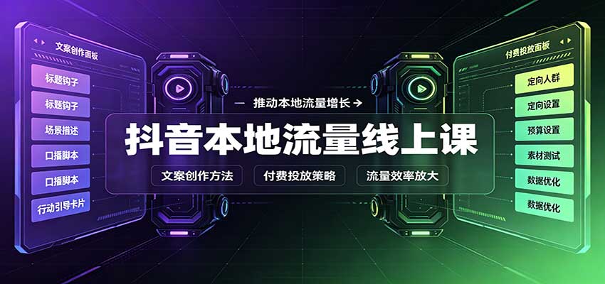 抖音本地流量线上课:账号搭建拍摄剪辑,文案创作与付费投放教学-梦清研习社