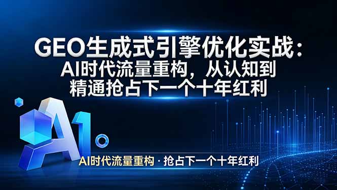 GEO 生成式引擎优化实战：AI时代流量重构，从认知到精通抢占下一个十年红利-梦清研习社