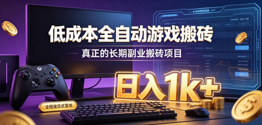 低成本全自动游戏搬砖，真正的长期副业搬砖项目，日入1k+，全程傻瓜式落地【揭秘】-梦清研习社
