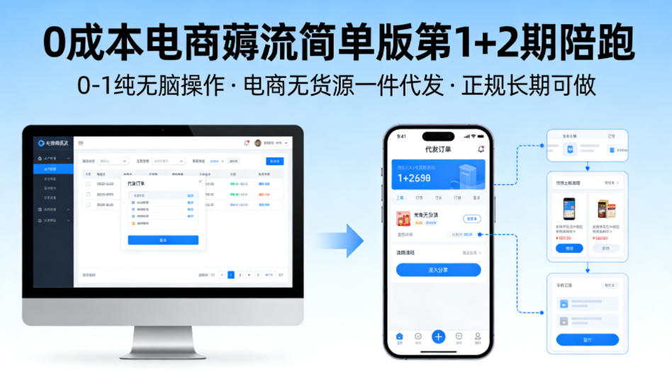 0成本电商薅流简单版第1+2期陪跑，0-1纯无脑操作，电商无货源一件代发，正规长期可做-梦清研习社