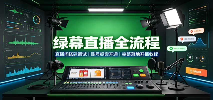 绿幕直播全流程：直播间搭建调试，账号橱窗开通，完整落地开播教程-梦清研习社