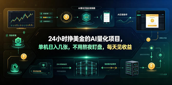 24小时挣美金的AI量化项目，单机日入几十美刀，不用熬夜盯盘，每天见收益【揭秘】-梦清研习社