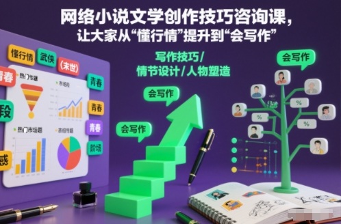 网络小说文学创作技巧咨询课,让大家从“懂行情”提升到”会写作”的高度-梦清研习社