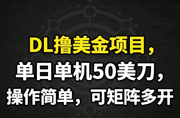 DL撸美金项目，单日单机50美刀，操作简单，可矩阵多开-梦清研习社