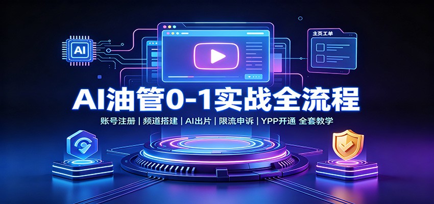 AI油管0-1实战：账号注册频道搭建，AI出片，限流申诉，YPP开通全套教学-梦清研习社