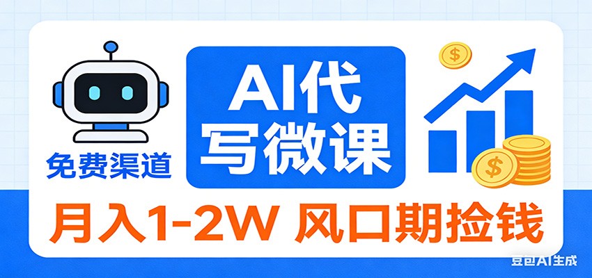 2026告别打工！AI 代写微课，提供免费渠道，月入 1-2W 风口期捡钱-梦清研习社