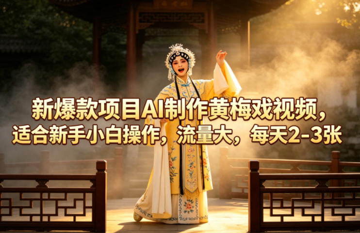 新爆款项目AI制作黄梅戏视频，适合新手小白操作，流量大，每天2-3张-梦清研习社