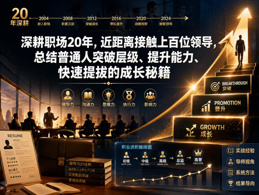 付费文章：深耕职场20年，近距离接触上百位领导，总结普通人突破层级、提升能力、快速提拔的成长秘籍(全网独家干货)-梦清研习社