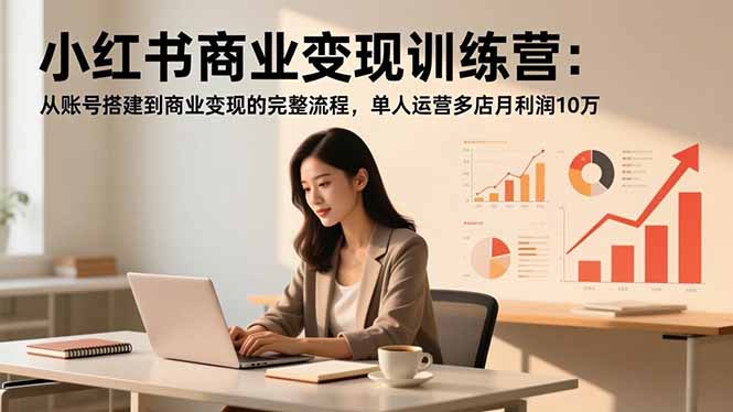 小红书商业变现训练营:从账号搭建到商业变现的完整流程,单人运营多店月利润10万-梦清研习社