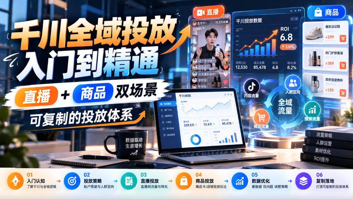 千川全域投放入门到精通，直播+商品双场景，可复制的投放体系(更新1026)-梦清研习社