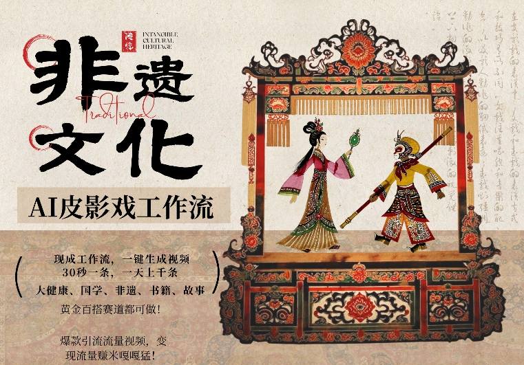 AI一键生成民俗文化非遗皮影戏视频，一刀不剪无需剪辑，30S一条，一天上百条，流量财富嘎嘎猛-梦清研习社