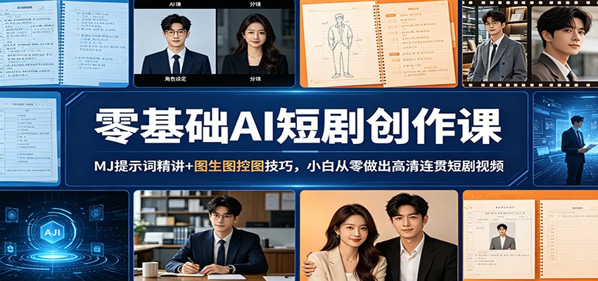 零基础AI短剧创作课：MJ提示词精讲+图生图控图技巧，小白从零做出高清连贯短剧视频-梦清研习社